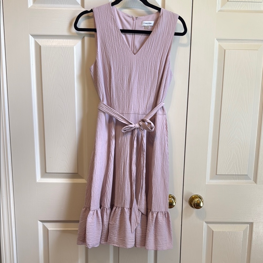 Chaps Mauve Sleeveless Dress with Tie Waist